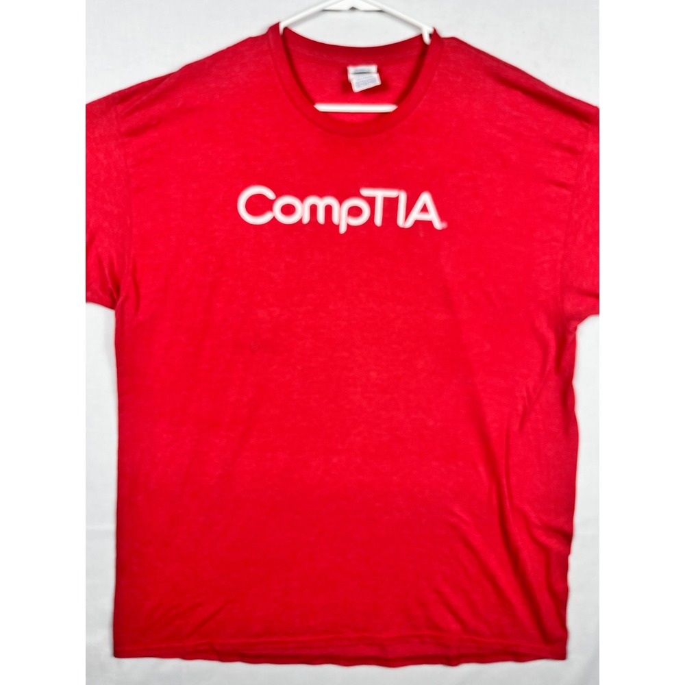 Delta Apparel CompTIA T-Shirt Mens 2XL Short Sleeve Tech Logo Red Heathered